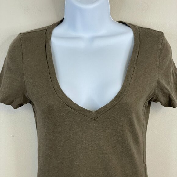 Y2K American Eagle Vintage Top Womens Small Brown Elena V Neck Mid Length Layer - Picture 5 of 10
